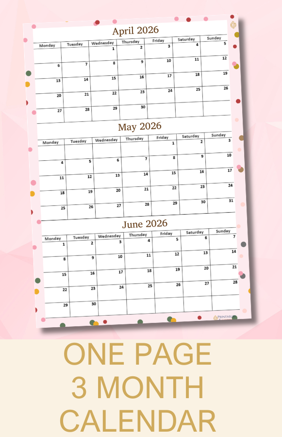 Quarterly Printable Calendar