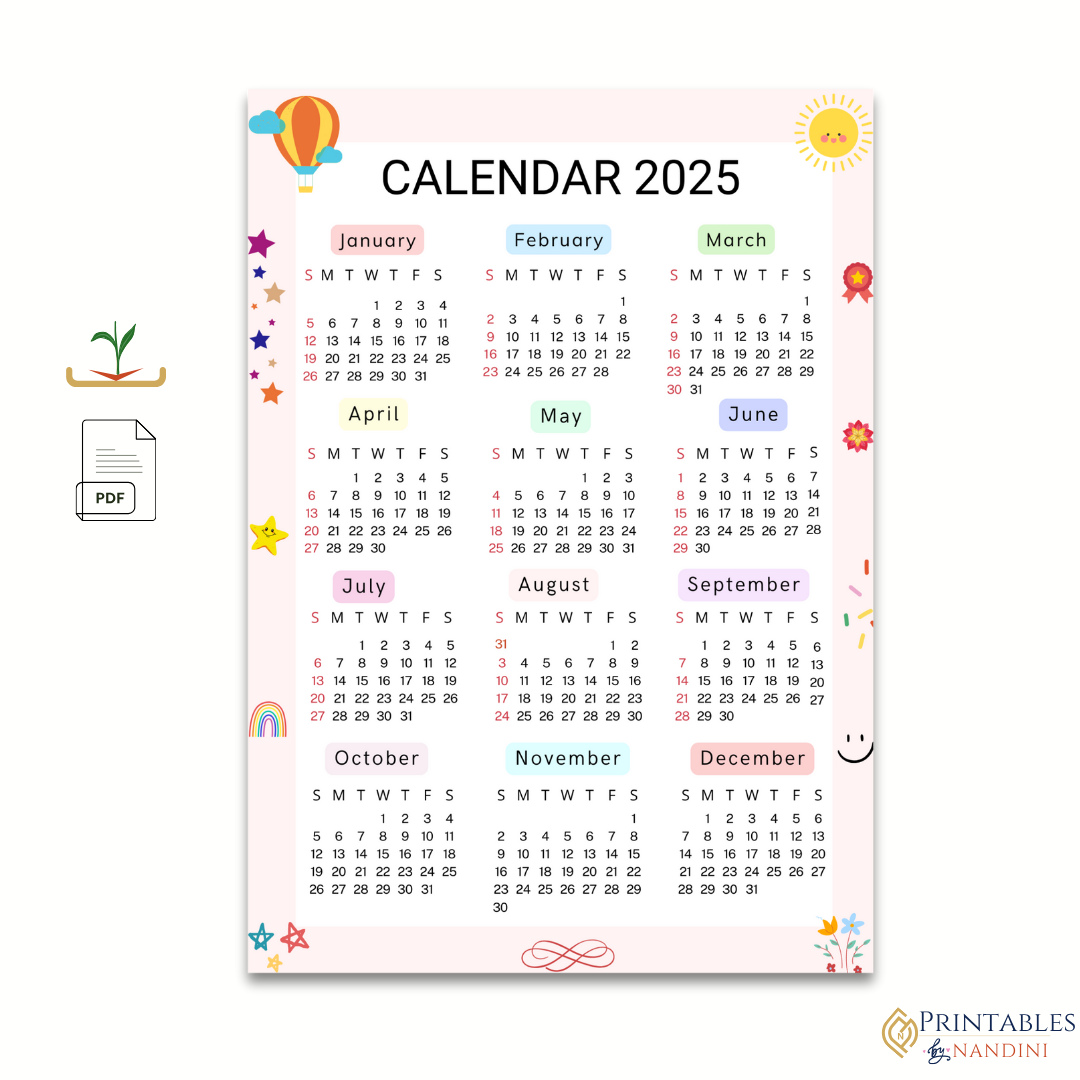 2025 Full year overview calendar-A4 size!.