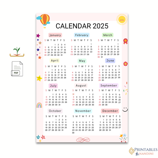 2025 Full year overview calendar-A4 size!.