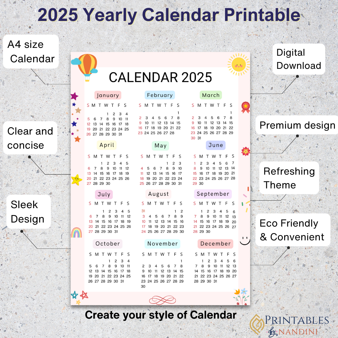 2025 Full year overview calendar-A4 size!.