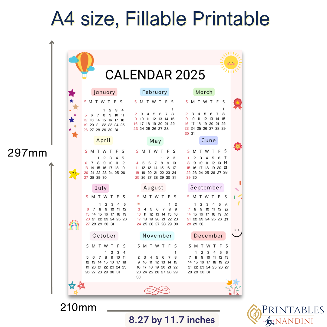2025 Full year overview calendar-A4 size!.