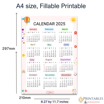 2025 Full year overview calendar-A4 size!.