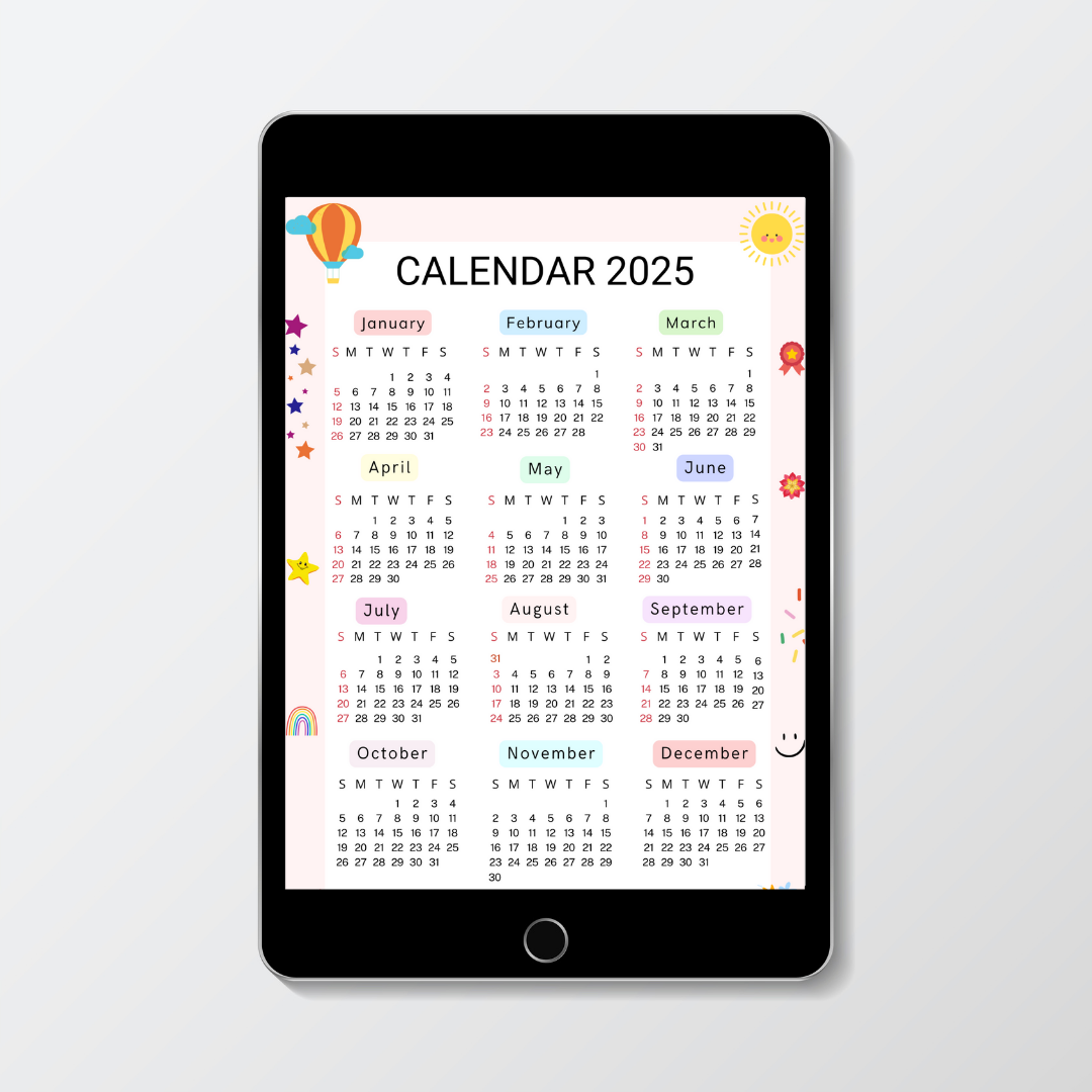 2025 Full year overview calendar-A4 size!.