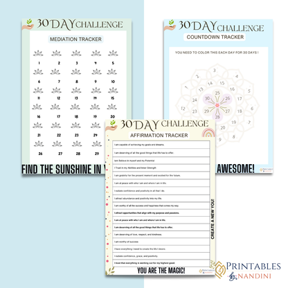 30 day Self care Challenge Template -A4 size!.