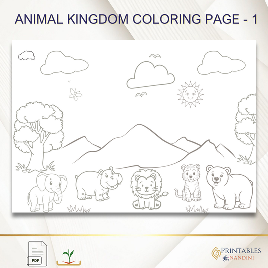 Animal kingdom Coloring worksheets| A4 PDF| 3 Pages