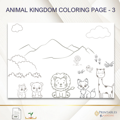 Animal kingdom Coloring worksheets| A4 PDF| 3 Pages