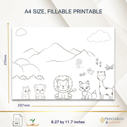 Animal kingdom Coloring worksheets| A4 PDF| 3 Pages