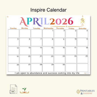 Inspire|Calendar for April 2026