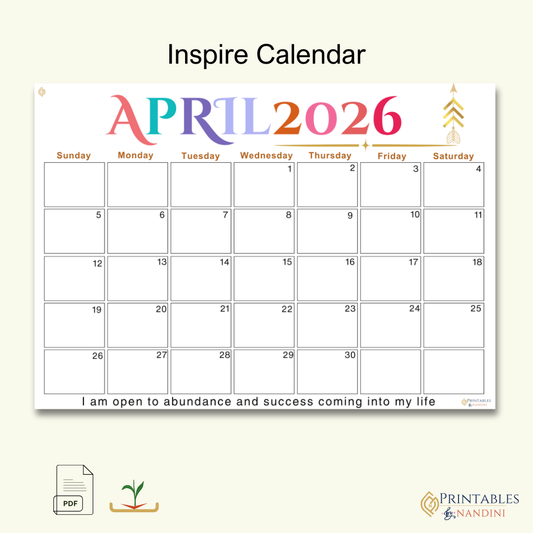 Inspire|Calendar for April 2026