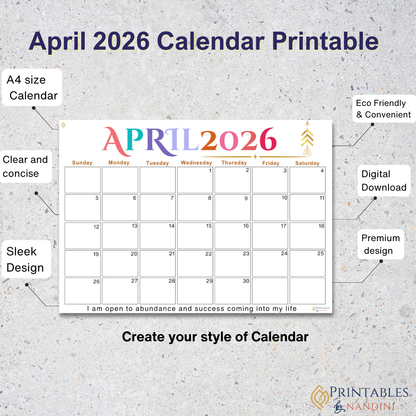Inspire|Calendar for April 2026