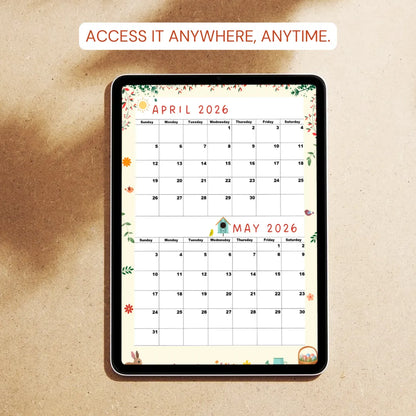 Printable April-May 2026 calendar (Spring calendar)|A4, Sunday Start|Instant PDF|Crispy Creme