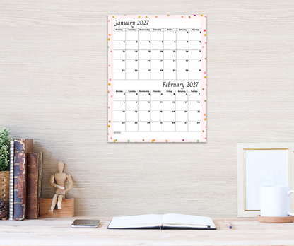 Pink calendar for January & February 2027