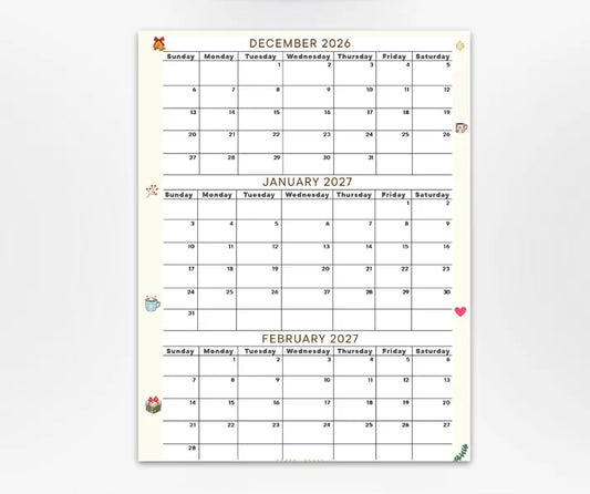 January February March 2027 calendar