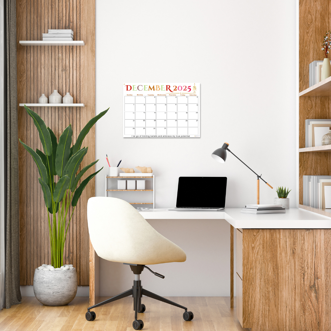 Inspire|Monthly Theme Calendar Printable for December 2025.