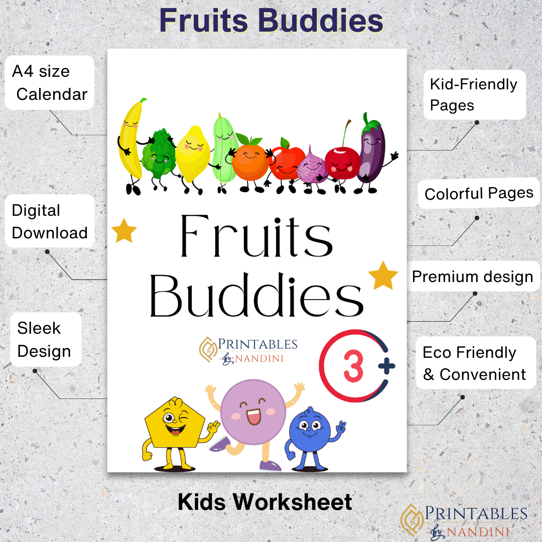 Fruits Buddies Bundle Learning worksheet for Kids!.