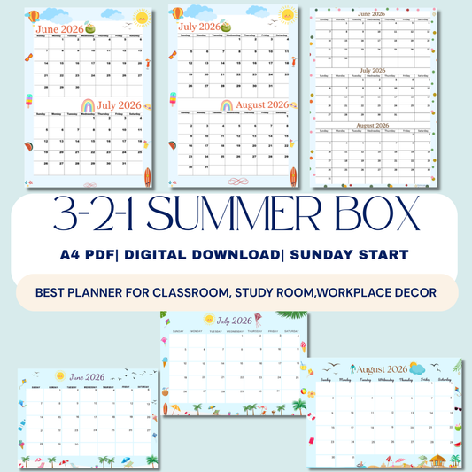 Printable June 2026 to August 2026 calendar calendar