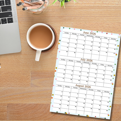 Printable June 2026 to August 2026 calendar calendar
