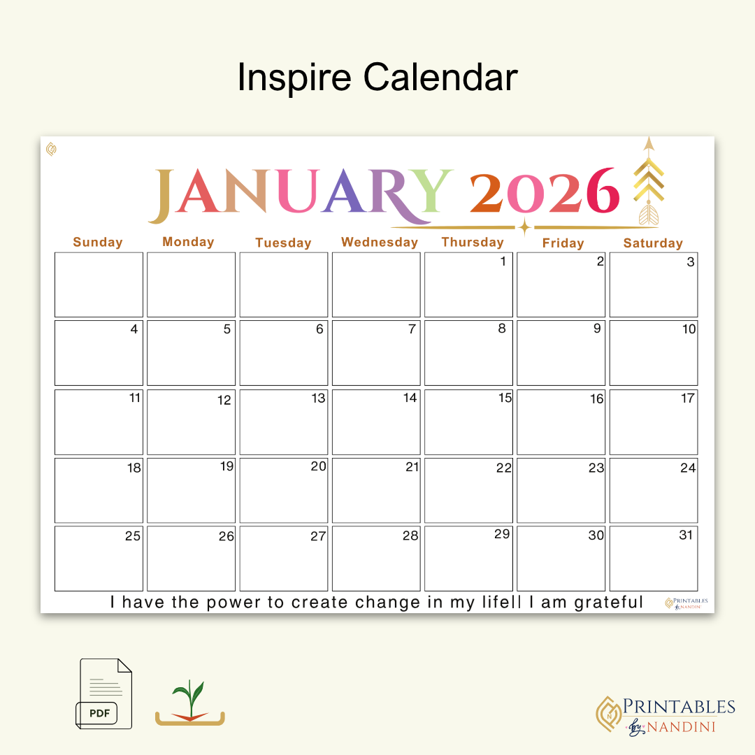Inspire|Calendar for January 2026
