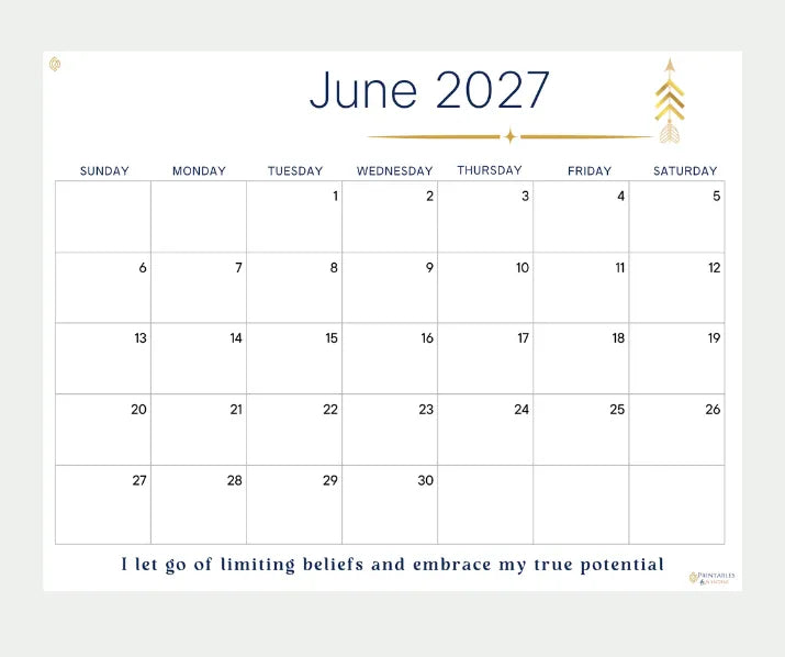 Inspire June 2027 calendar