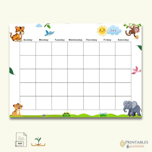 Blank Jungle themed Calendar.