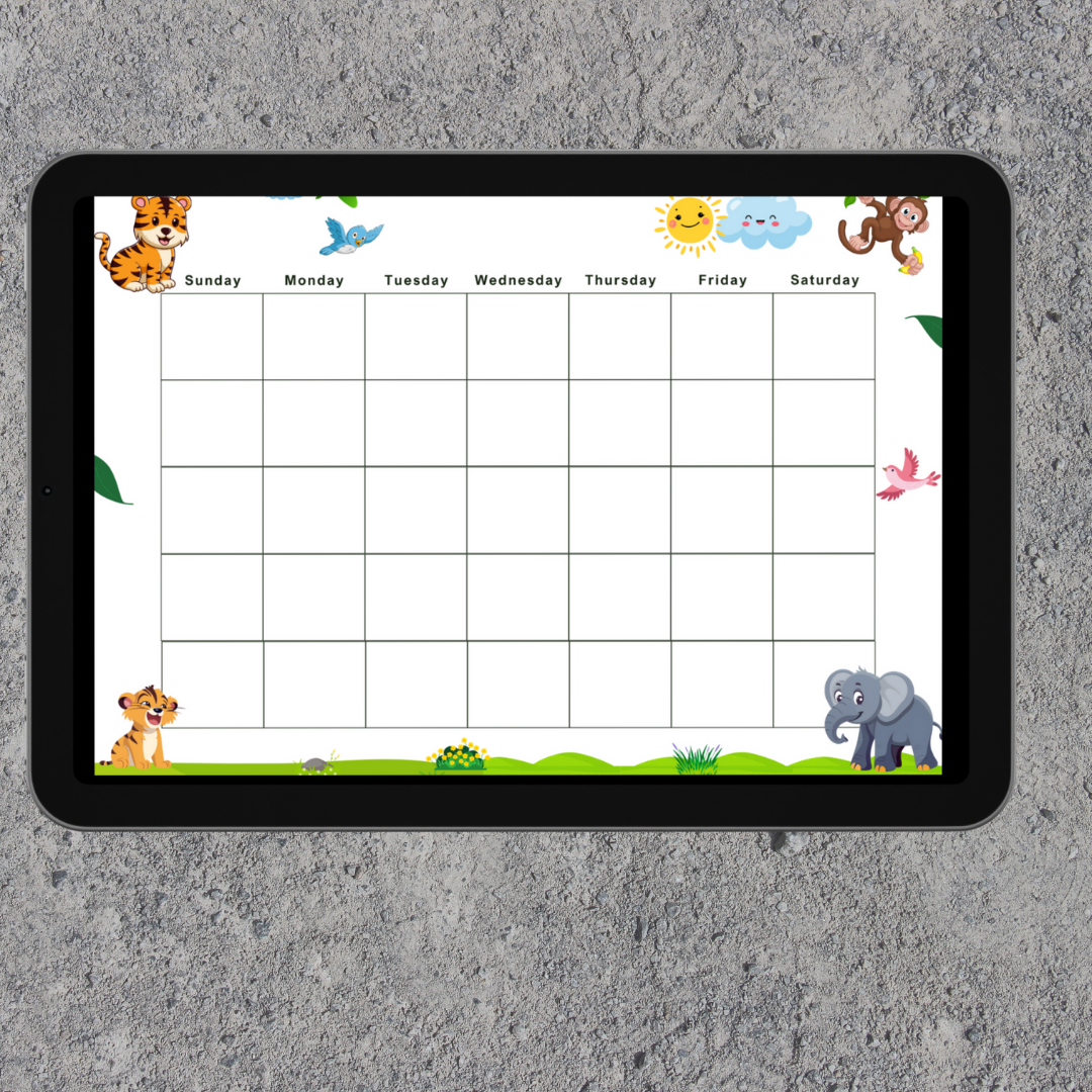 Blank Jungle themed Calendar.