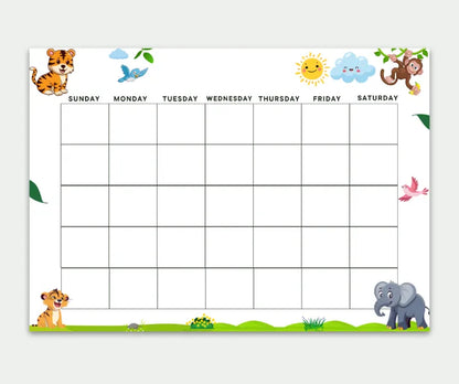 Blank Calendar Jungle theme