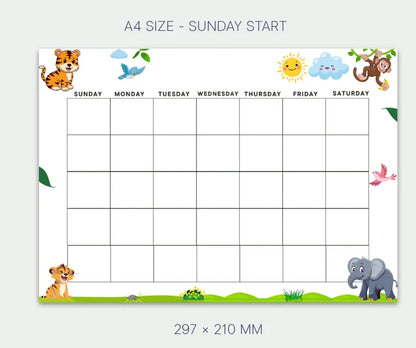Blank Calendar Jungle theme