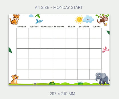Blank Calendar Jungle theme