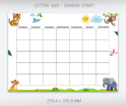Blank Calendar Jungle theme