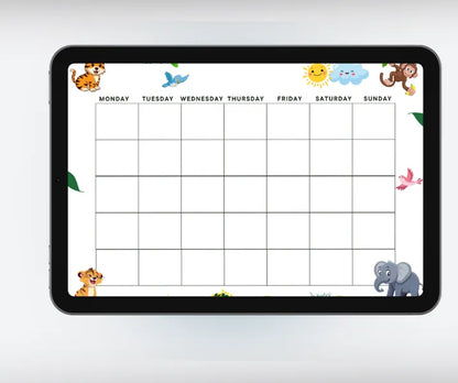 Blank Calendar Jungle theme