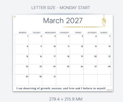 Inspire 2027 March Calendar