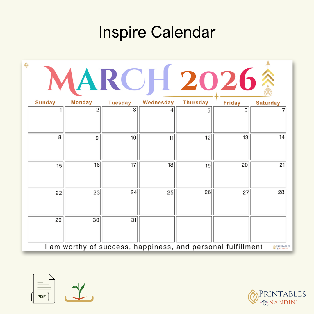 Inspire|Calendar for March 2026