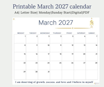 Inspire 2027 March Calendar