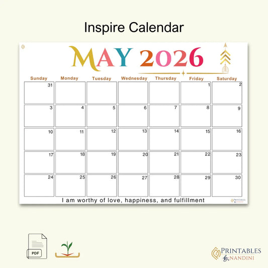 Inspire| Calendar for May 2026