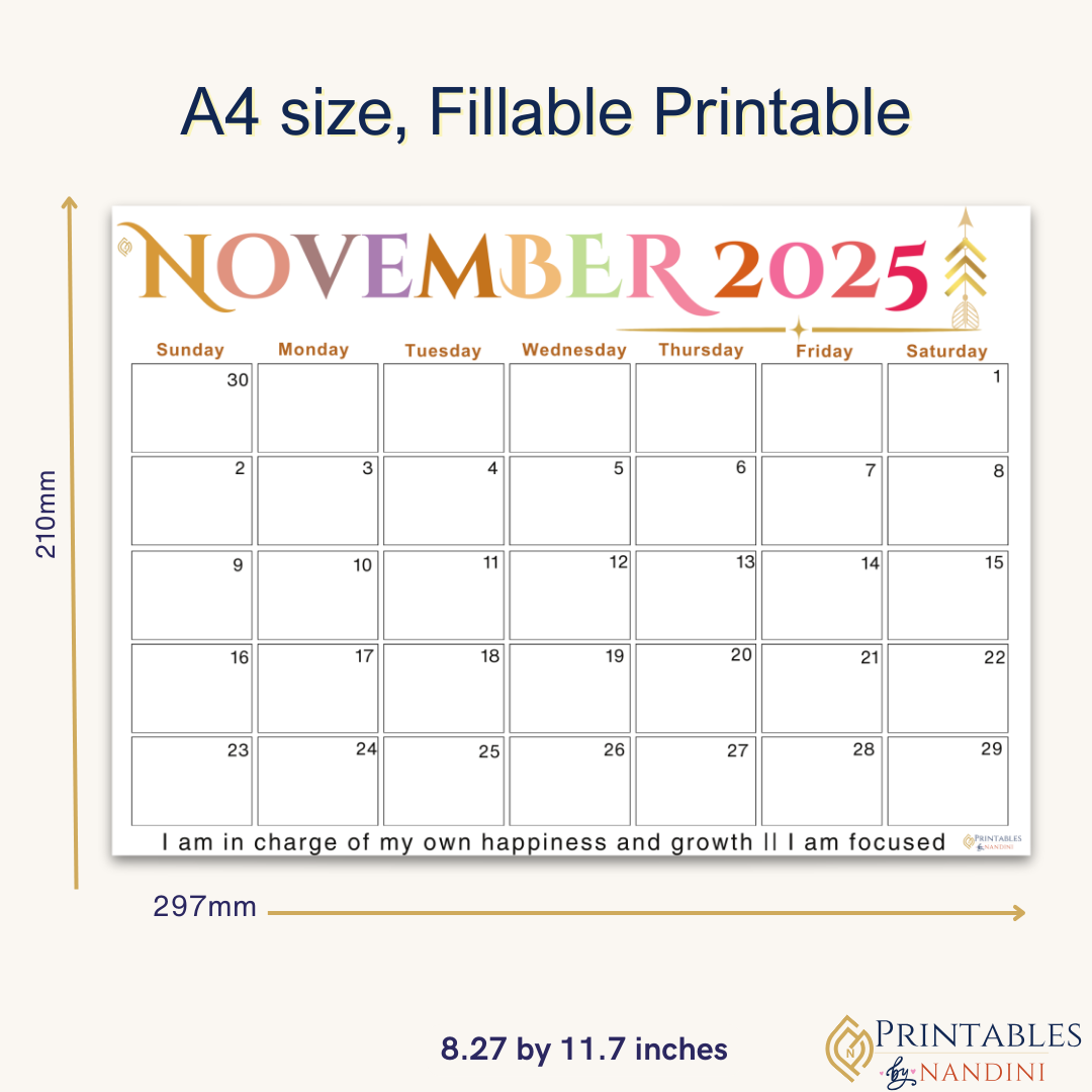 Inspire|Monthly Theme Calendar Printable for November 2025.