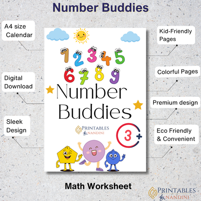 Number Buddies Bundle Math worksheet for Kids!.
