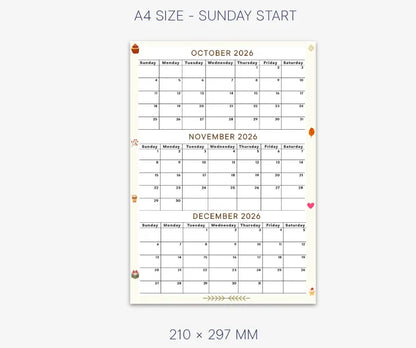 October November December 2026 calendar