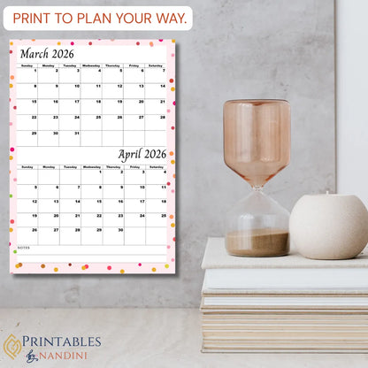 March April 2026 calendar Printable |Digital Download