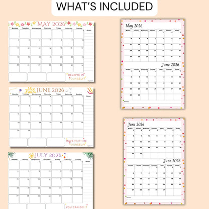 April May June 2026 calendar Printable, A4 PDF, Monday Start, Quarterly Calendar