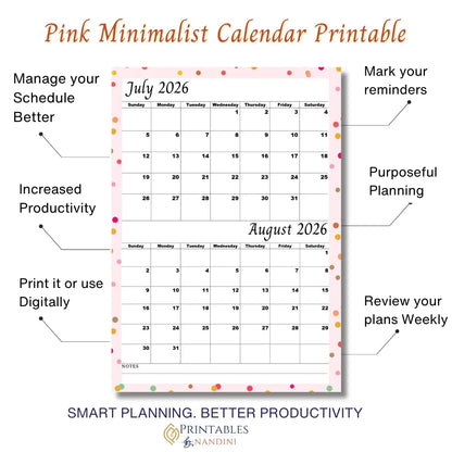 Pink July & August 2026