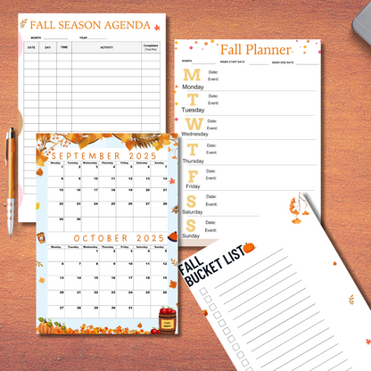 Seasonal Special|Bi-Monthly Calendar for September 2025 & October 2025, Monday Start,A4 PDF,Digital Download