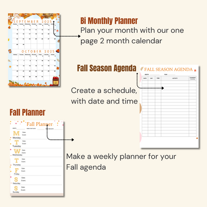 Seasonal Special|Bi-Monthly Calendar for September 2025 & October 2025, Monday Start,A4 PDF,Digital Download