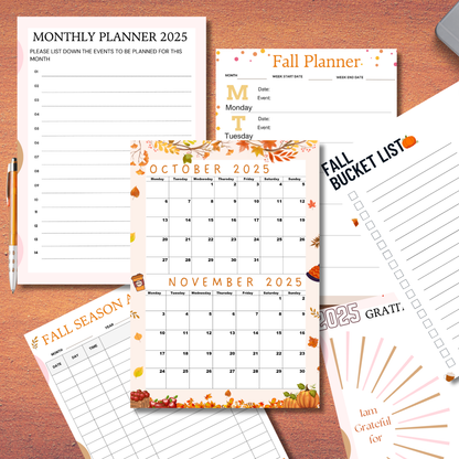 Seasonal Special|Bi-Monthly Calendar for October 2025 & November 2025, Monday Start,A4 PDF,Digital Download