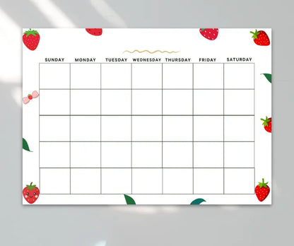 Blank Calendar Strawberry Theme
