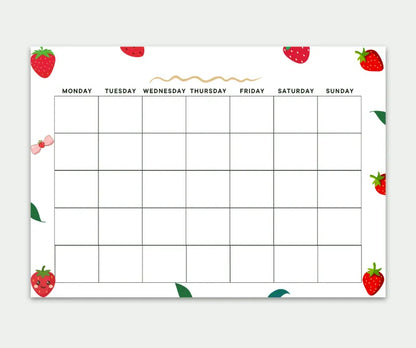 Blank Calendar Strawberry Theme