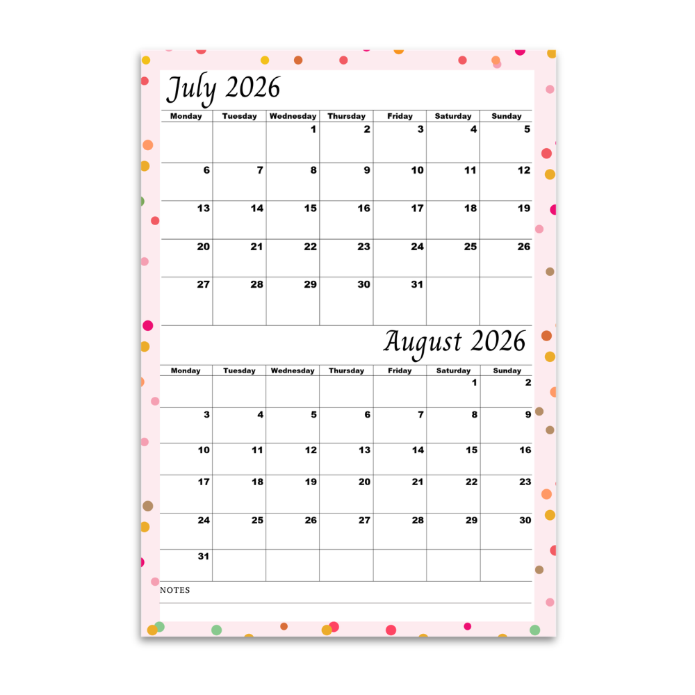 Pink July & August 2026