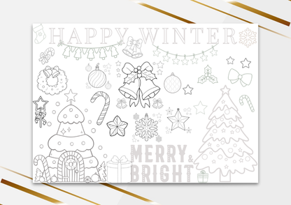 Winter Coloring Sheet | A4 Printable PDF| 3 Page Coloring worksheet