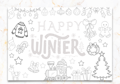 Winter Coloring Sheet | A4 Printable PDF| 3 Page Coloring worksheet