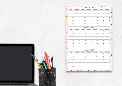 Printable April May June 2026 Calendar Page | A4 Format, Sunday Start