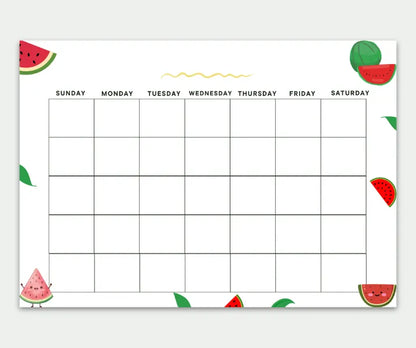 Blank Calendar watermelon theme